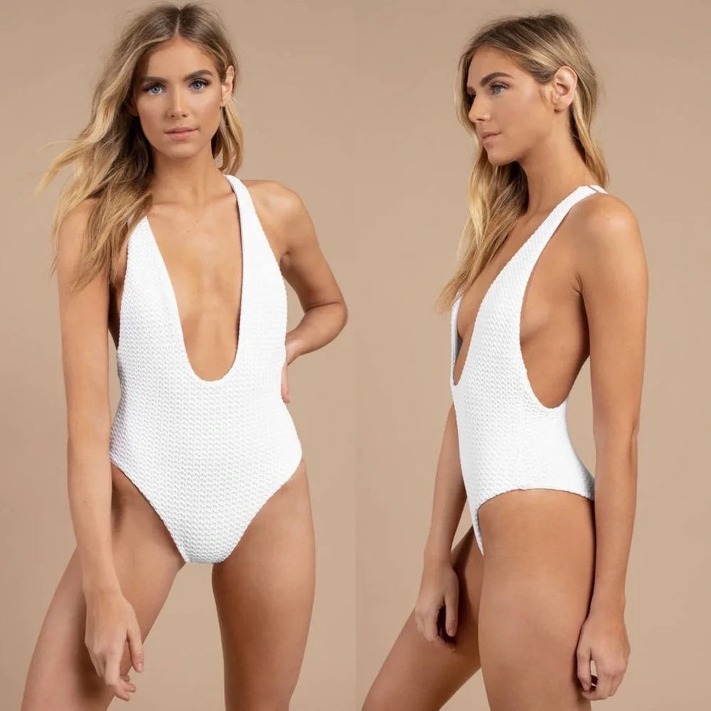 Blue Life ENDLESS White Plunging Racerback One Piece - Picture 2 of 7